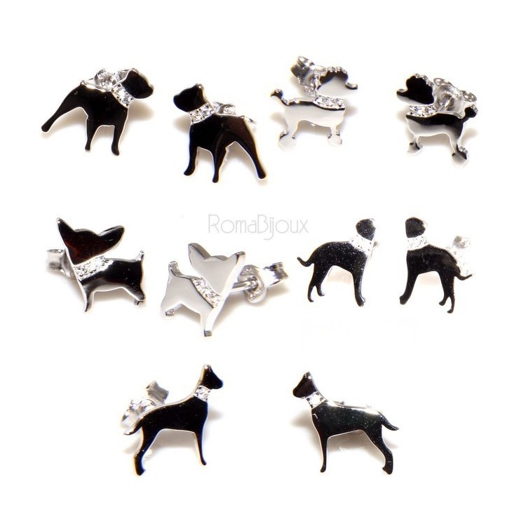 NLB|925: earrings man woman hammer pin poodle collar zircons
