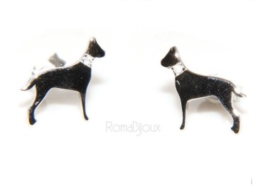 NLB|925: man woman stud earrings dalmatian dog / setter collar zircons