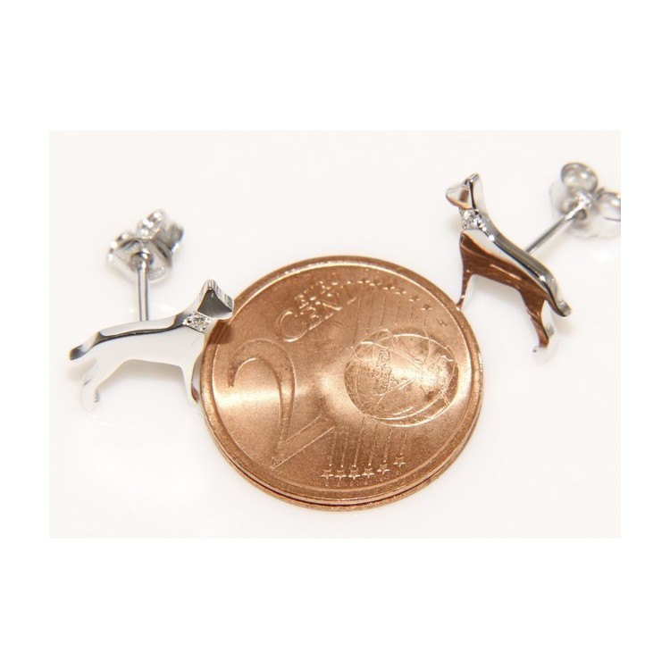 NLB|925: man woman stud earrings dalmatian dog / setter collar zircons