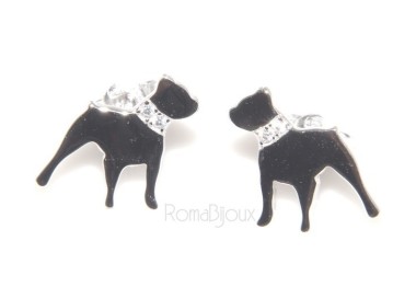 NLB|925: earrings man woman pin rottweiler dog collar zircons