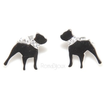 NLB|925: earrings man woman pin rottweiler dog collar zircons