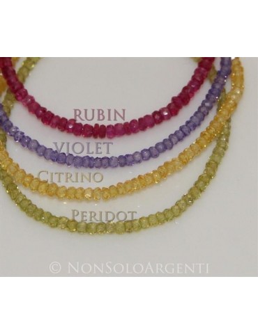 Argento 925 : Bracciale Donna semipreziosi pietre zirconi naturali chiusura gancio mis 17