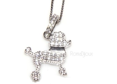 NLB|Argento 925 : MyDog collana donna veneziana con pendente ciondolo cane barboncino microsetting zirconi brillanti