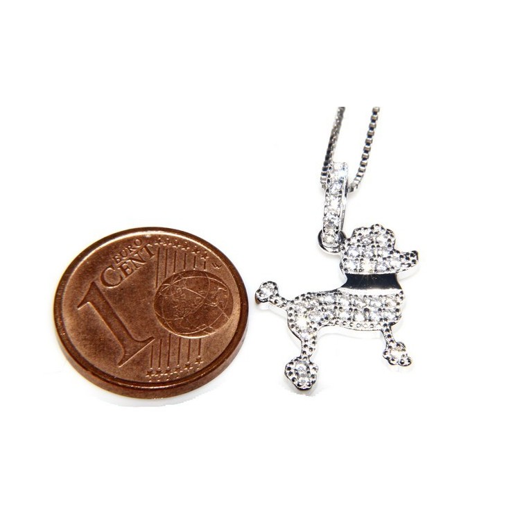 NLB|Argento 925 : MyDog collana donna veneziana con pendente ciondolo cane barboncino microsetting zirconi brillanti