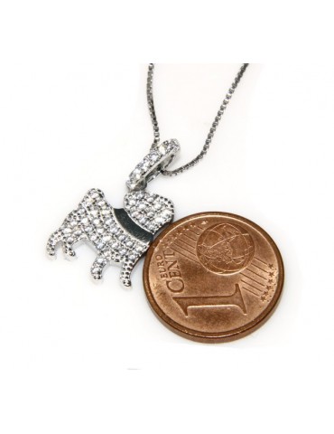 Argento 925 : MyDog collana donna veneziana con pendente ciondolo cane carlino microsetting zirconi brillanti