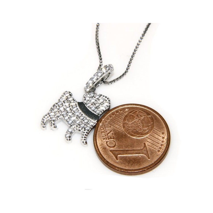 NLB|925: My Dog Venetian woman necklace with pendant dog pug microsetting brilliant cubic zirconia
