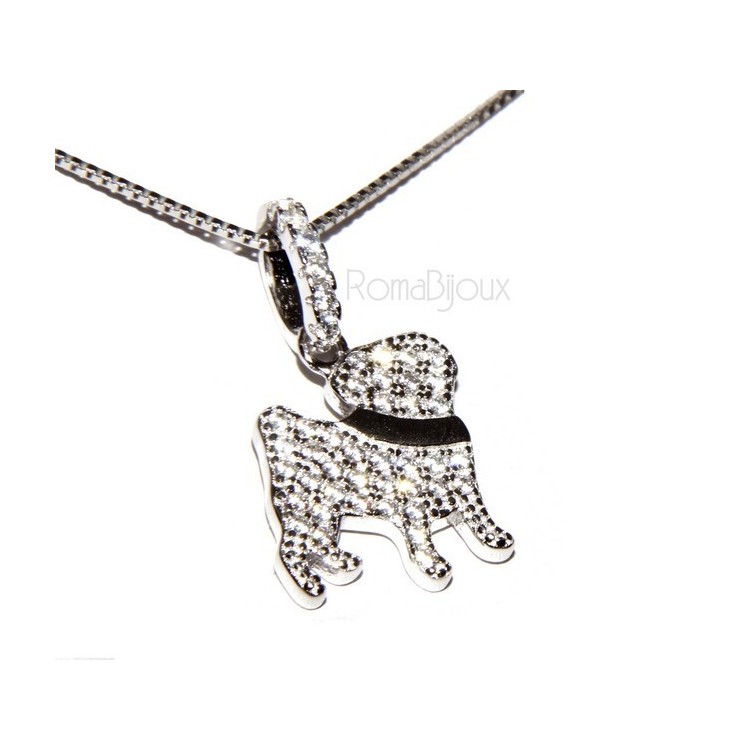 NLB|925: My Dog Venetian woman necklace with pendant dog pug microsetting brilliant cubic zirconia