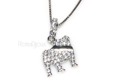 NLB|925: My Dog Venetian woman necklace with pendant dog Bulldog microsetting brilliant cubic zirconia