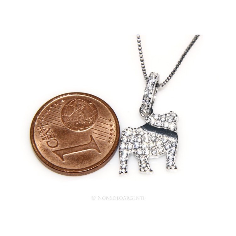 NLB|925: My Dog Venetian woman necklace with pendant dog Bulldog microsetting brilliant cubic zirconia