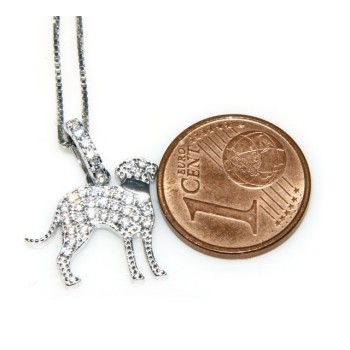 NLB|Argento 925 : MyDog collana donna veneziana con pendente ciondolo cane Bracco microsetting zirconi brillanti