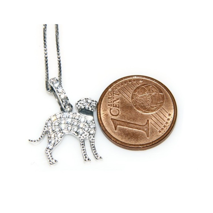 NLB|925: My Dog Venetian woman necklace with pendant dog Bracco microsetting brilliant cubic zirconia