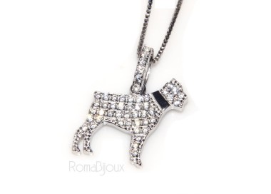 NLB|925: My Dog Venetian woman necklace with pendant dog Rottweiler microsetting brilliant cubic zirconia