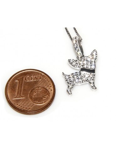 925: My Dog Venetian woman necklace with pendant dog Rottweiler microsetting brilliant cubic zirconia