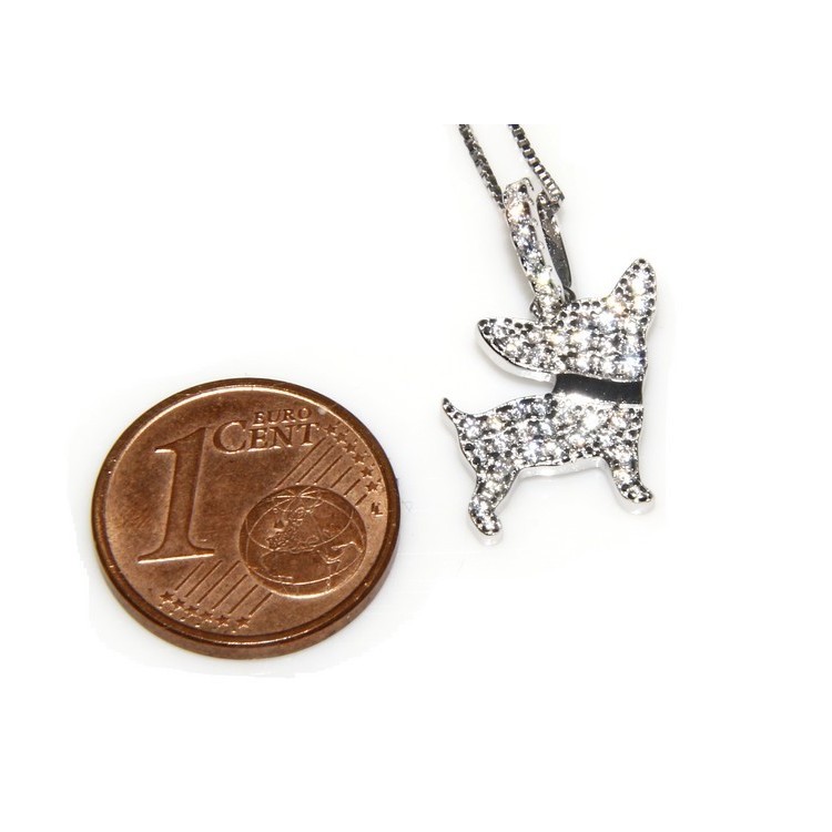 NLB|925: My Dog Venetian woman necklace with pendant dog Rottweiler microsetting brilliant cubic zirconia