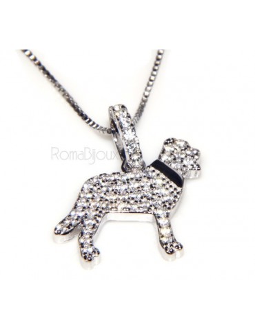 Argento 925 : MyDog collana donna veneziana con pendente ciondolo cane Labrador microsetting zirconi brillanti
