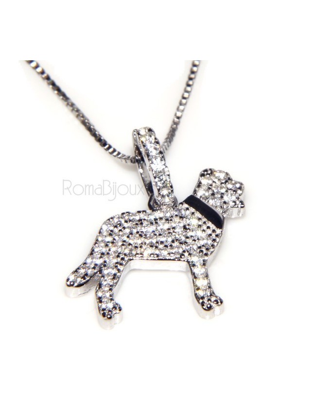 Argento 925 : MyDog collana donna veneziana con pendente ciondolo cane Labrador microsetting zirconi brillanti Argento 925 : MyDog collana donna veneziana con pendente ciondolo cane Labrador microsetting zirconi brillanti