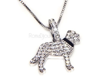 NLB|Argento 925 : MyDog collana donna veneziana con pendente ciondolo cane Labrador microsetting zirconi brillanti