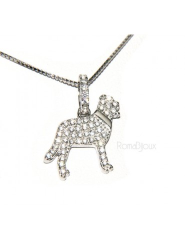 Argento 925 : MyDog collana donna veneziana con pendente ciondolo cane Labrador microsetting zirconi brillanti