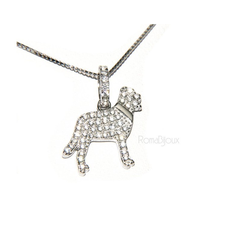 NLB|Argento 925 : MyDog collana donna veneziana con pendente ciondolo cane Labrador microsetting zirconi brillanti