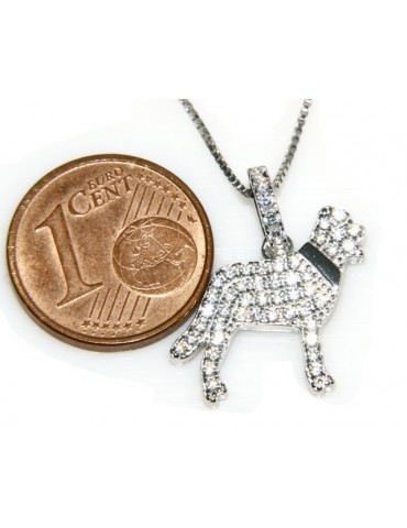 Argento 925 : MyDog collana donna veneziana con pendente ciondolo cane Labrador microsetting zirconi brillanti