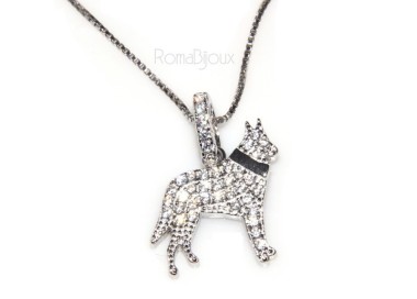 NLB|Argento 925 : MyDog collana donna veneziana con pendente ciondolo cane Pastore tedesco microsetting zirconi brillanti