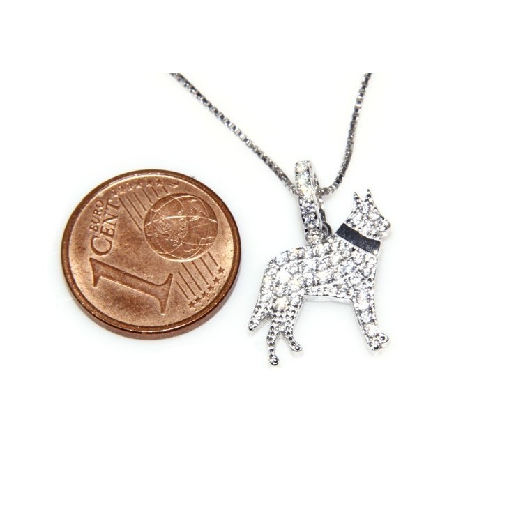 NLB|925: My Dog Venetian woman necklace with brilliant cubic zirconia pendant microsetting German Shepherd Dog Pendant