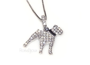 NLB|925: My Dog Venetian woman necklace with pendant dog Pitbull microsetting brilliant cubic zirconia