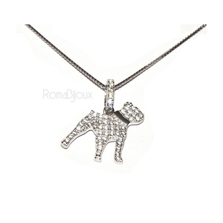 NLB|925: My Dog Venetian woman necklace with pendant dog Pitbull microsetting brilliant cubic zirconia