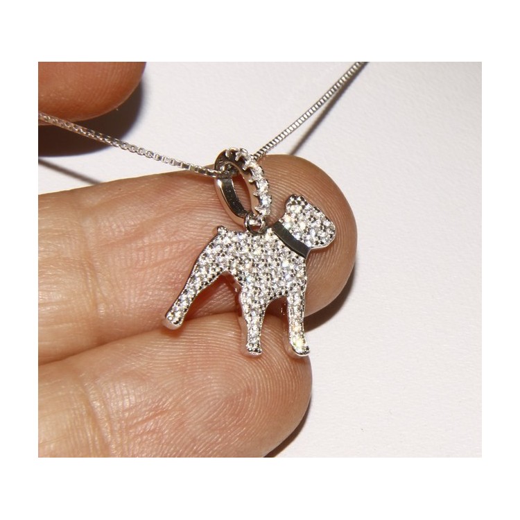 NLB|925: My Dog Venetian woman necklace with pendant dog Pitbull microsetting brilliant cubic zirconia