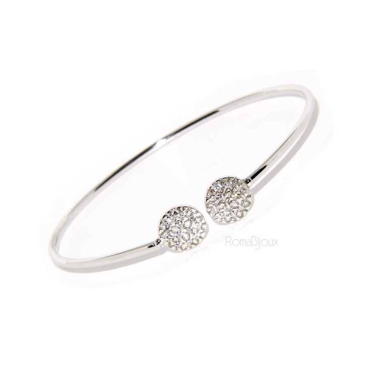 NLB|SILVER 925: Bracelet opened slave woman looking natural zircons shining