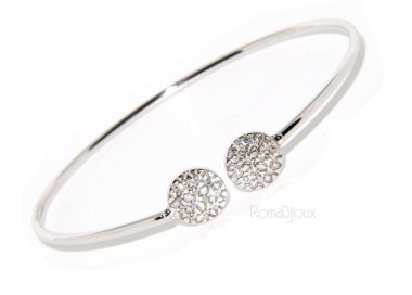 NLB|SILVER 925: Bracelet opened slave woman looking natural zircons shining