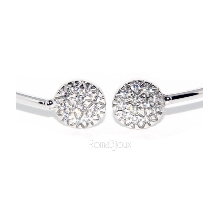 NLB|ARGENTO 925 : Bracciale donna schiava aperto cerchi zirconi naturali brillante