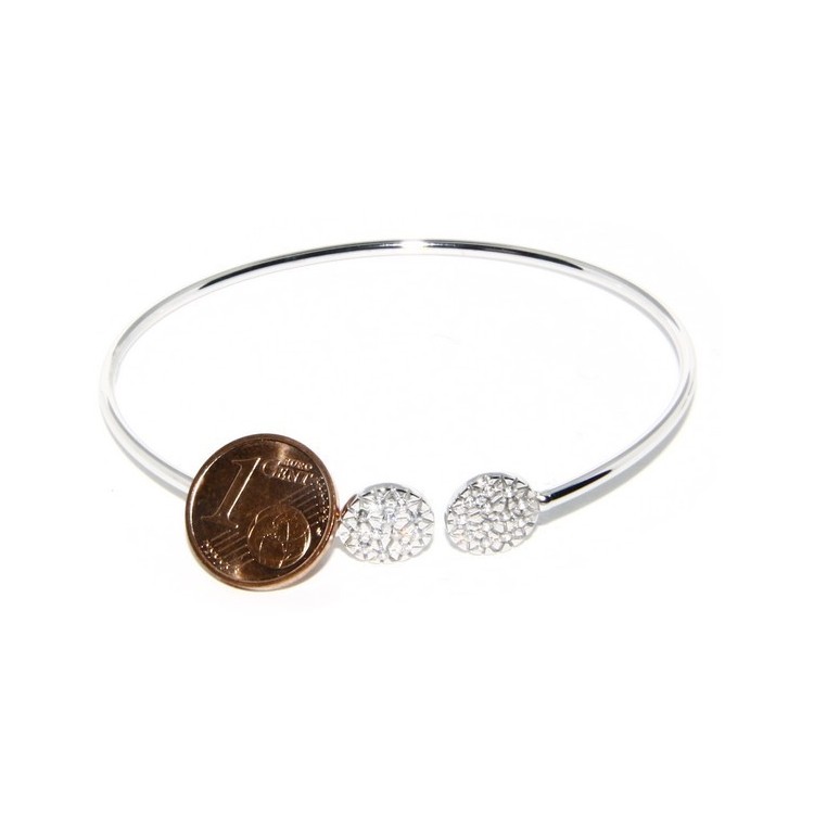 NLB|SILVER 925: Bracelet opened slave woman looking natural zircons shining