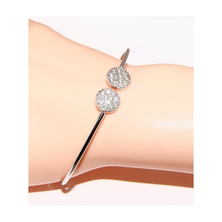NLB|ARGENTO 925 : Bracciale donna schiava aperto cerchi zirconi naturali brillante