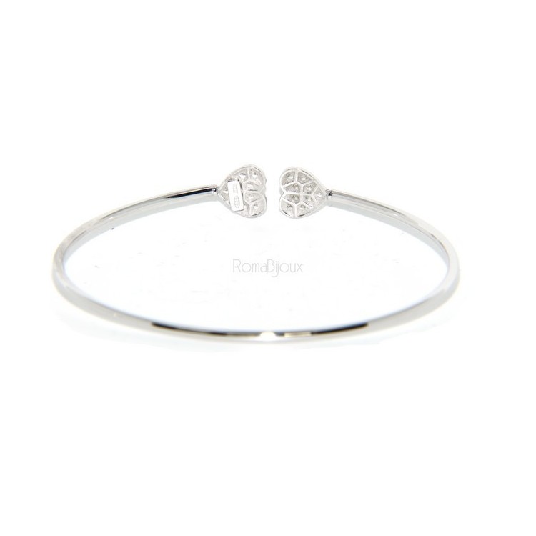 NLB|ARGENTO 925 : Bracciale donna schiava aperto cuore cuori zirconi naturali brillante