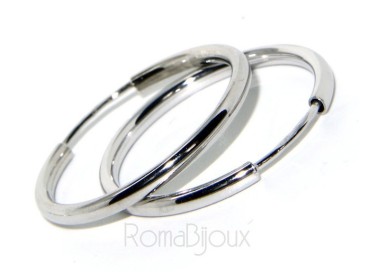 NLB|Argento 925 : orecchini donna anelle cerchi boccole lisce classiche 25 mm