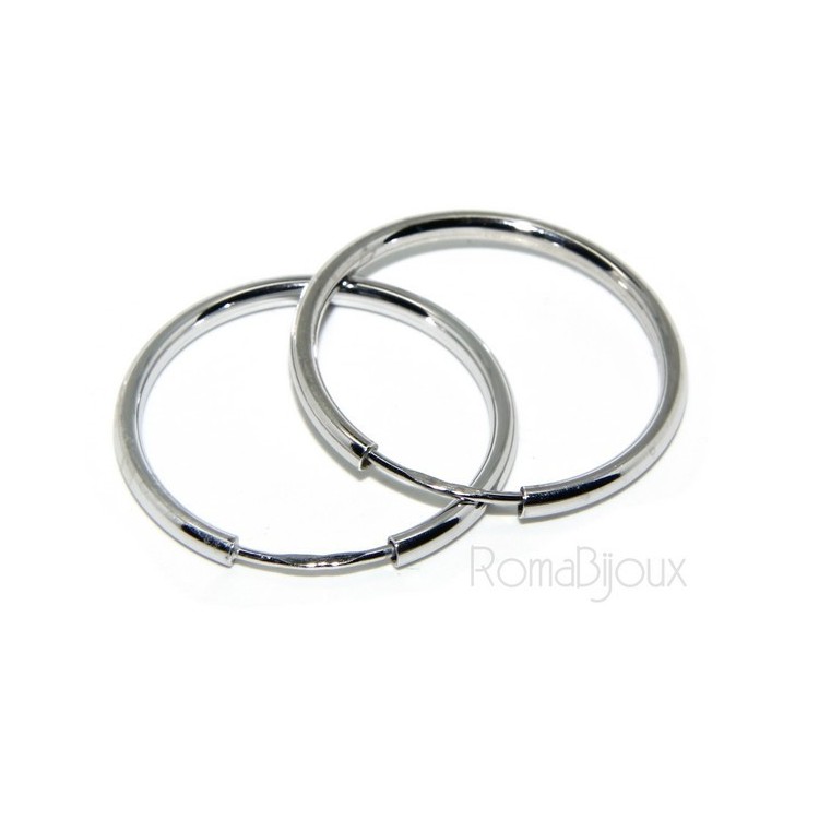 NLB|Argento 925 : orecchini donna anelle cerchi boccole lisce classiche 25 mm
