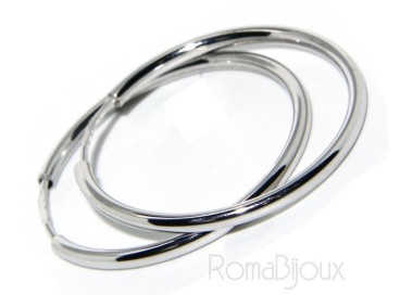 NLB|Argento 925 : orecchini donna anelle cerchi boccole lisce classiche 30 mm