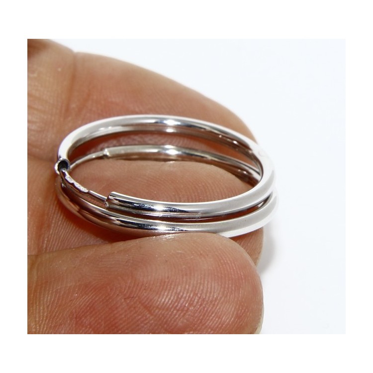 NLB|Argento 925 : orecchini donna anelle cerchi boccole lisce classiche 30 mm