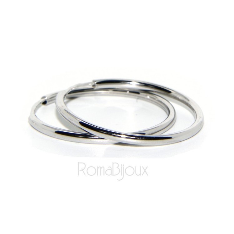 NLB|Argento 925 : orecchini donna anelle cerchi boccole lisce classiche 30 mm