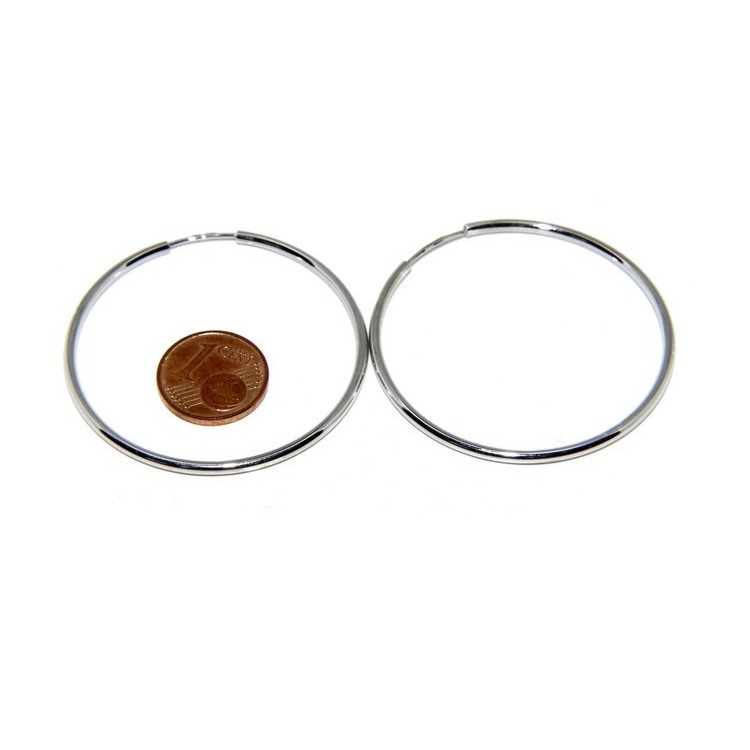 NLB|Argento 925 : orecchini donna anelle cerchi boccole lisce classiche 46 mm