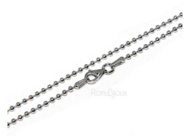 NLB|ARGENTO 925 : Girocollo collana pallini palline balls 1,8 mm varie lunghezze modello rodiata effetto oro bianco