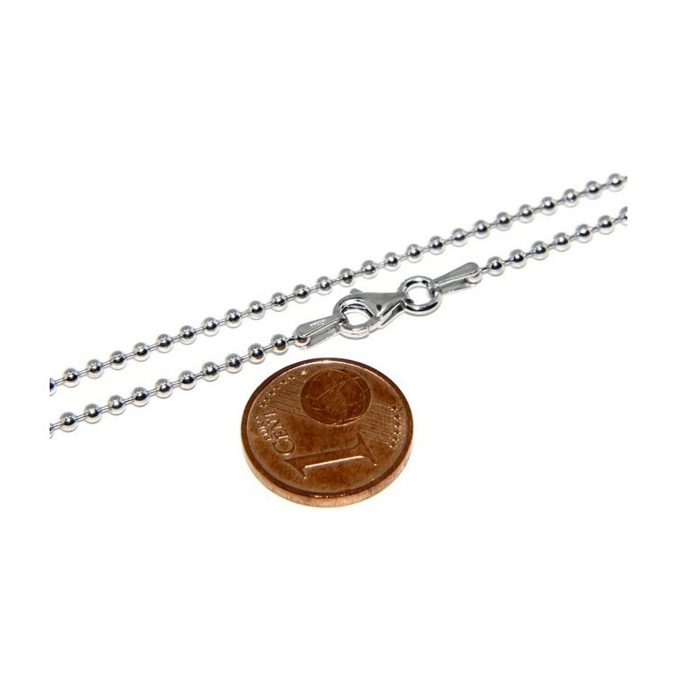NLB|SILVER 925: Choker necklace dots balls balls 1.8mm various model lengths rhodium-plated white gold effect