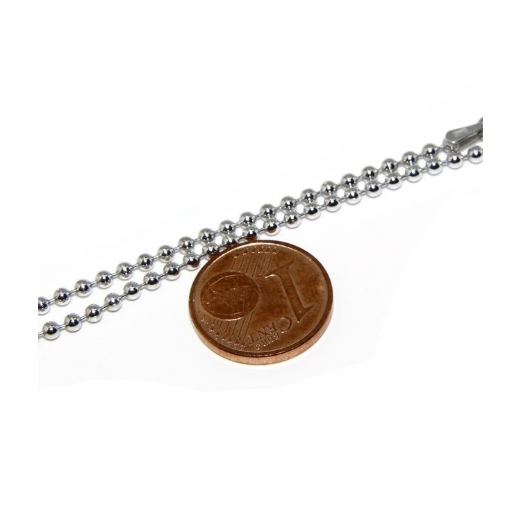 NLB|ARGENTO 925 : Girocollo collana pallini palline balls 2,0 mm varie lunghezze modello rodiata effetto oro bianco