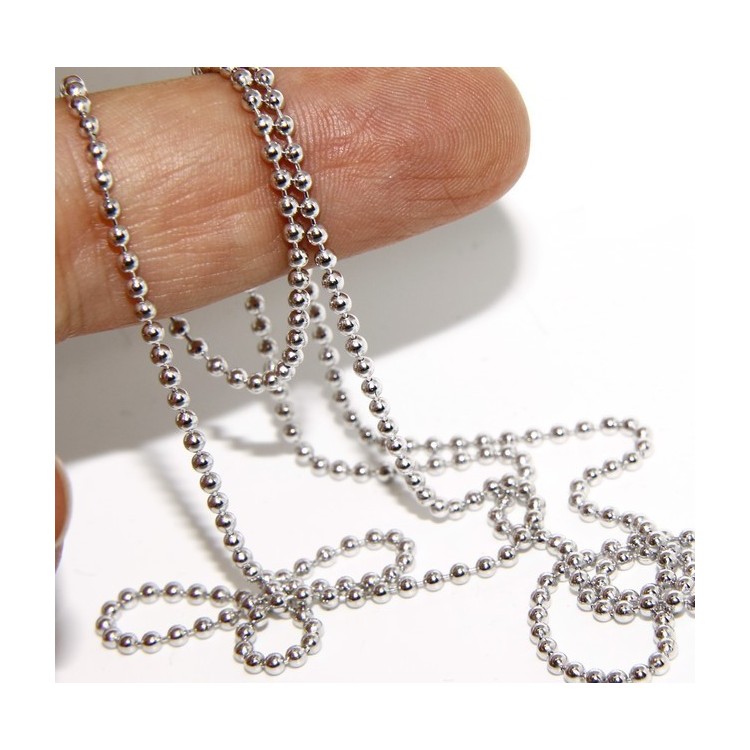 NLB|ARGENTO 925 : Girocollo collana pallini palline balls 2,0 mm varie lunghezze modello rodiata effetto oro bianco
