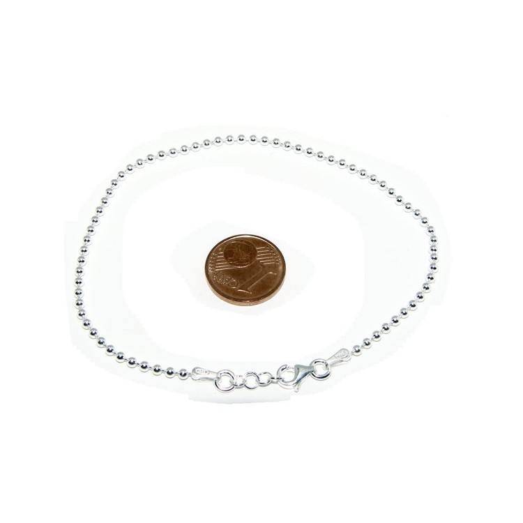 NLB|ARGENTO 925 :Bracciale uomo donna con palline da 2 mm galvanica chiara