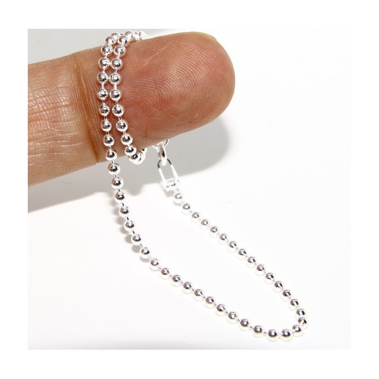 NLB|ARGENTO 925 :Bracciale uomo donna con palline da 2 mm galvanica chiara