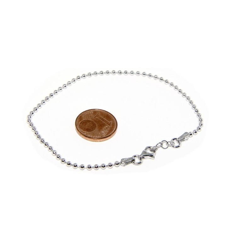 NLB|SILVER 925: Bracelet man woman with balls 2 mm white gold rhodium plating