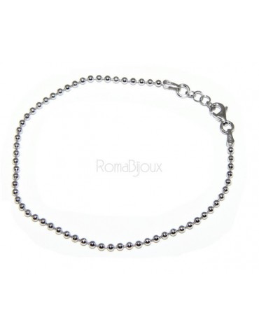 ARGENTO 925 :Bracciale uomo donna con palline da 2 mm galvanica oro bianco rodiato