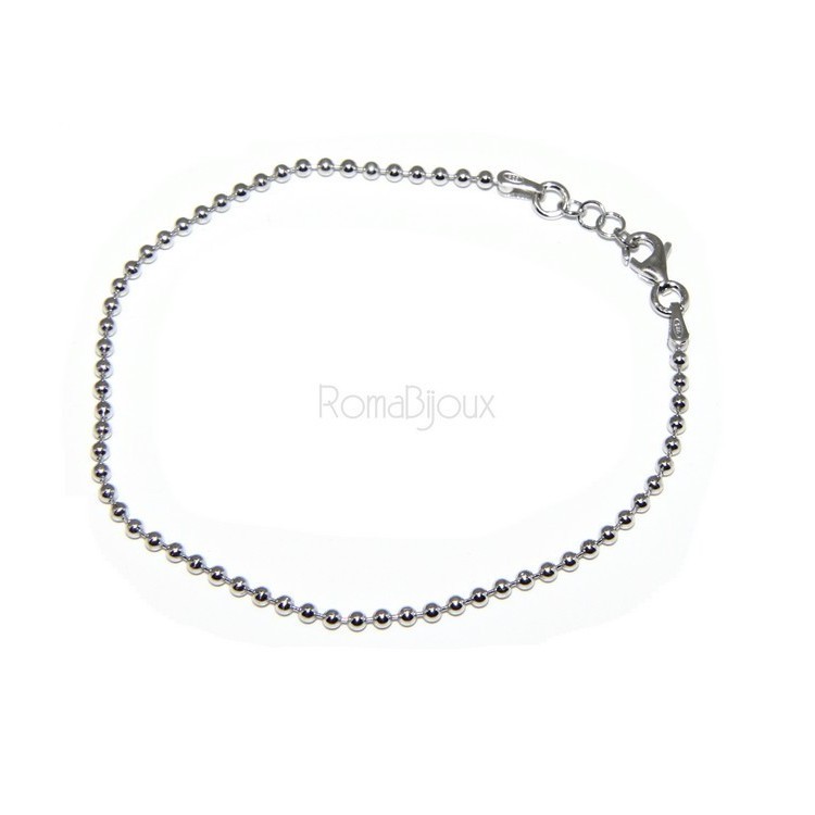 NLB|ARGENTO 925 :Bracciale uomo donna con palline da 2 mm galvanica oro bianco rodiato